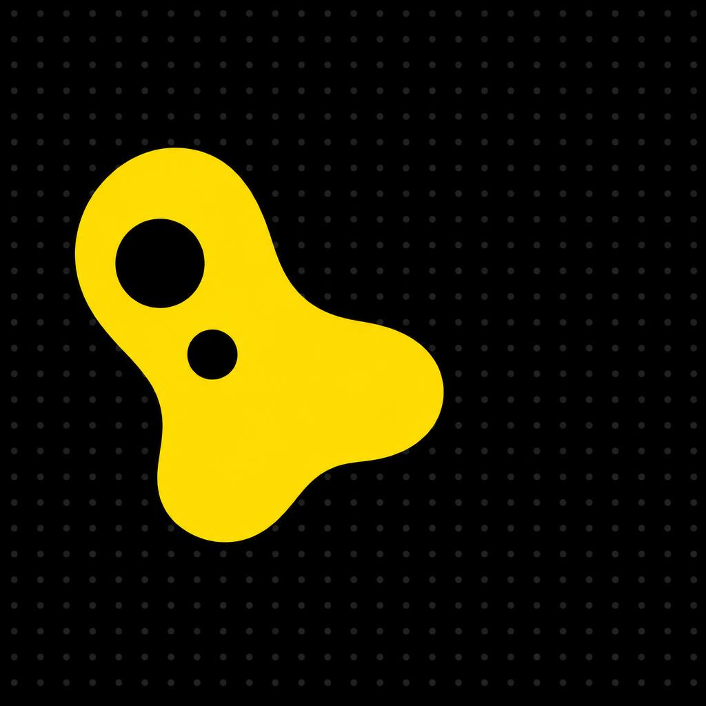 Abstract yellow shape on black